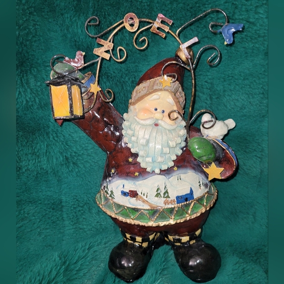 🎅 Vintage Rustic Farmhouse Santa Claus Painted Resin Tabletop Decor 13" x 6.5" - Picture 1 of 7